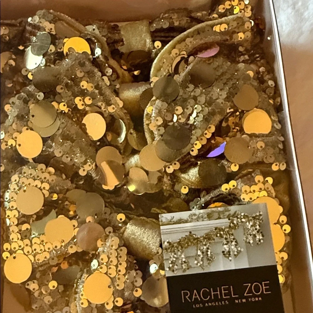 Rachel Zoe Christmas gold sequent bling bow 6 foot garland